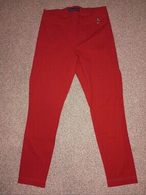 🍒 Tommy Hilfiger Red pants with Signature gold Trim
